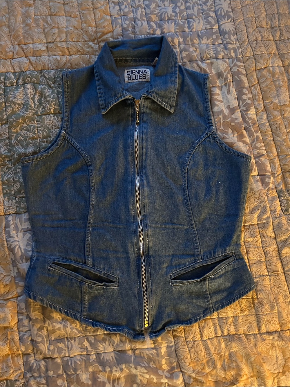 Women's Denim Zip-Front Vest - Blue